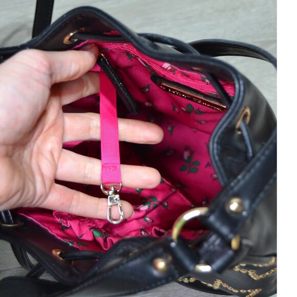 Betsey Johnson Night Lights Star-Studded Bucket Bag Black & Gold - Picture 10 of 14